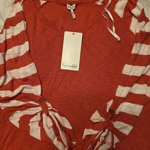 NWT Splendid Striped Raglan Sleeve Top - Red/White - Size Large